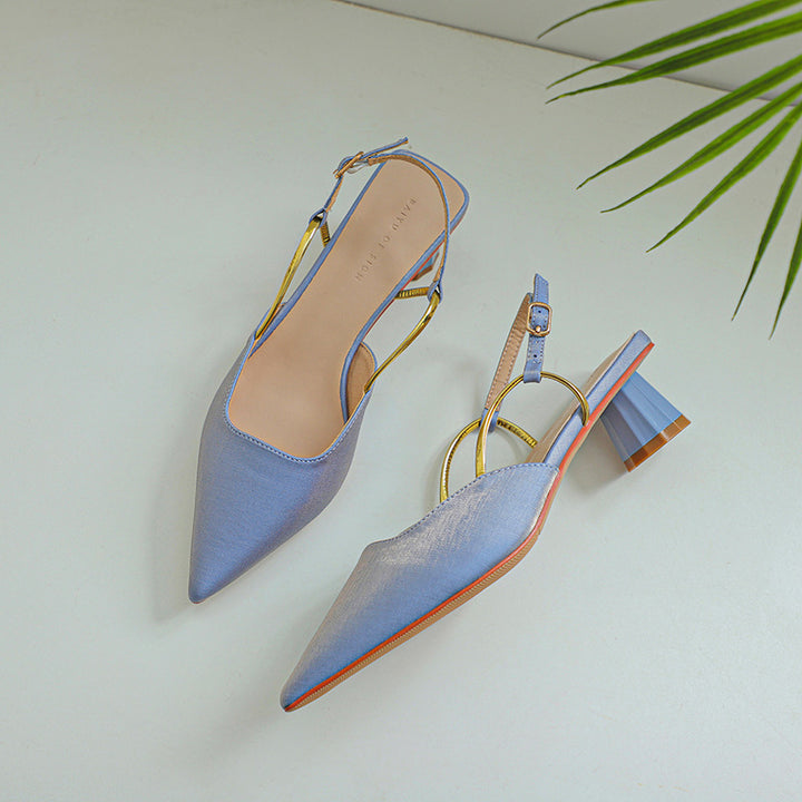 Femme Elegante Slingback-hæle med Unik Geometrisk Blokhæl Stilla