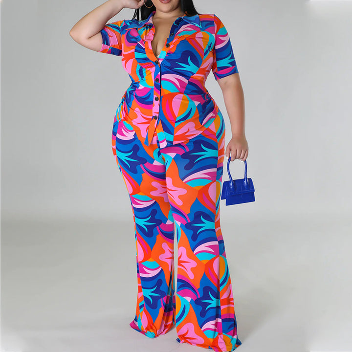 Dame Casual Overall med farverig grafisk print Stilla