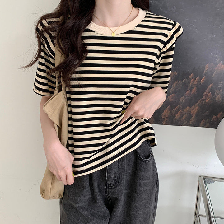 Femme Stribet Fritids Grafik T-shirt Stilla