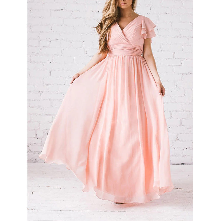 Damer Elegant Maxi Kjole med Flattermer Stilla