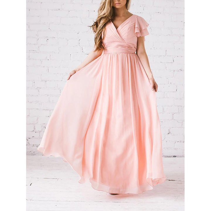 Damer Elegant Maxi Kjole med Flattermer Stilla