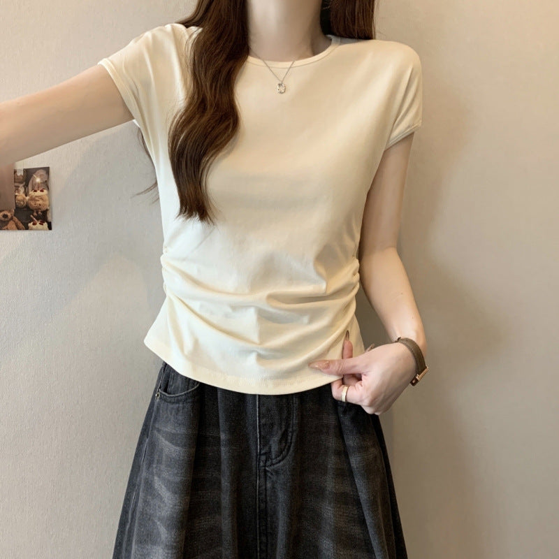 Femme Kortærmet Figursyet Trendy T-shirt Stilla