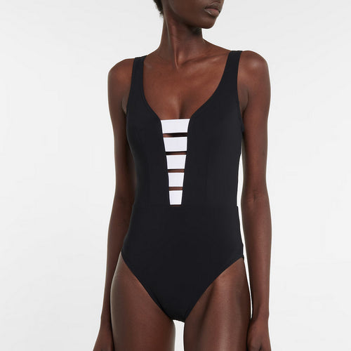 Dame elegant heldragt med raffineret gennemsigtig stribe og voluminøs maxiskørt Skovae