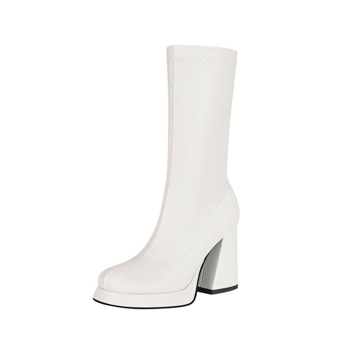 Femme Chunky Platform Lårhøje Stiletto Støvler Stilla