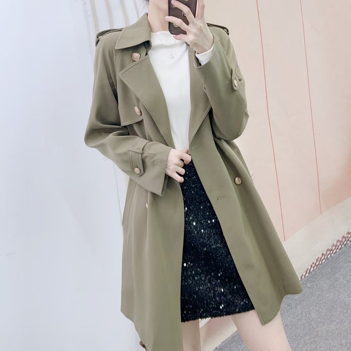 Dame elegant trenchcoat med praktiske lommer og stilfuldt bælte Stilla