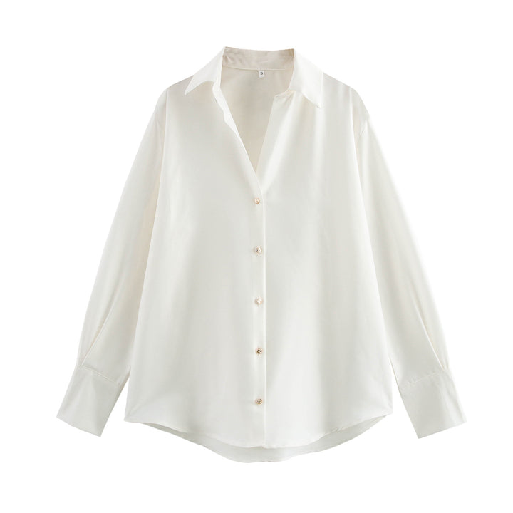 Dame silkebluse med moderne knapdetaljer Stilla