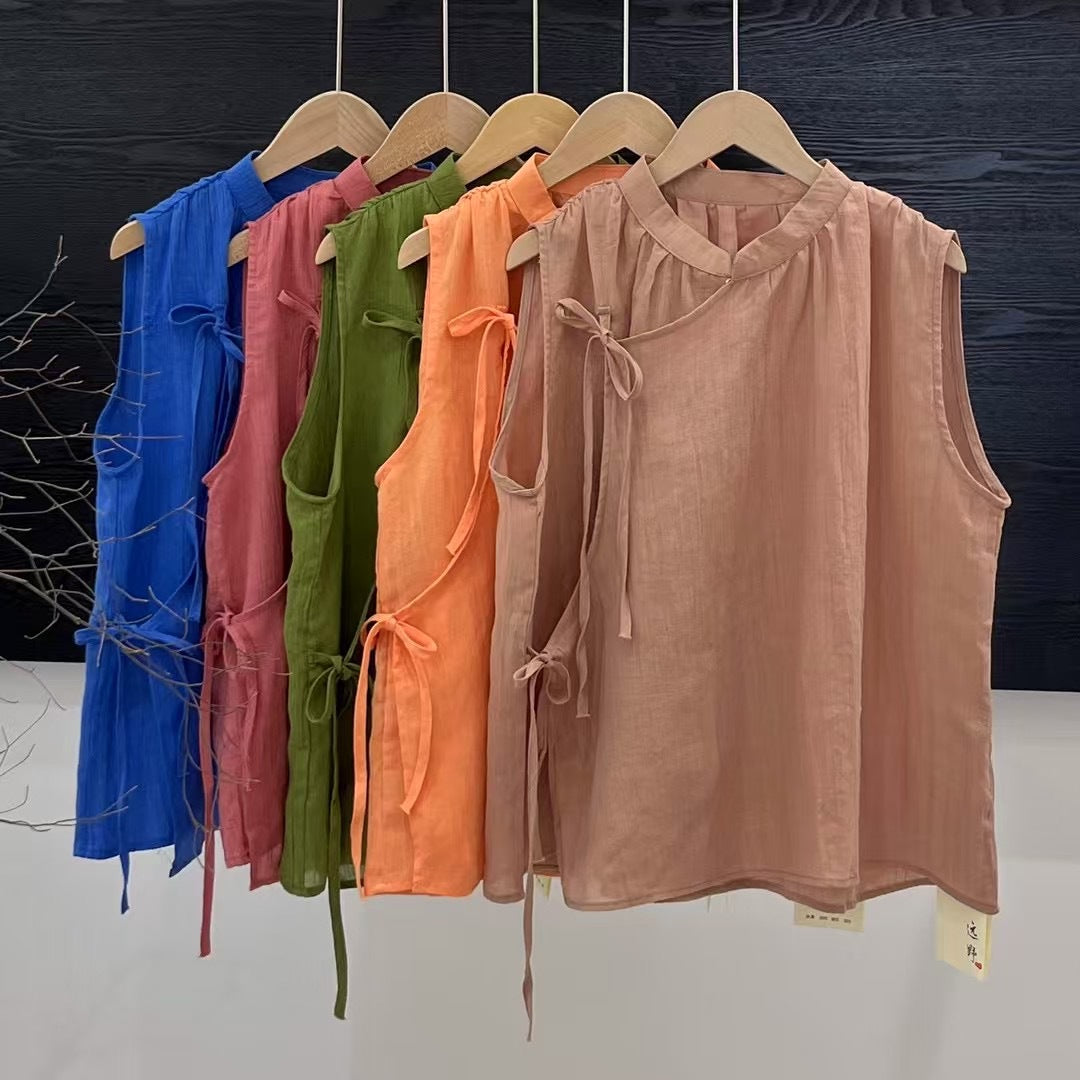 Femme Elegante Ærmeløs Linnedbluse Stilla