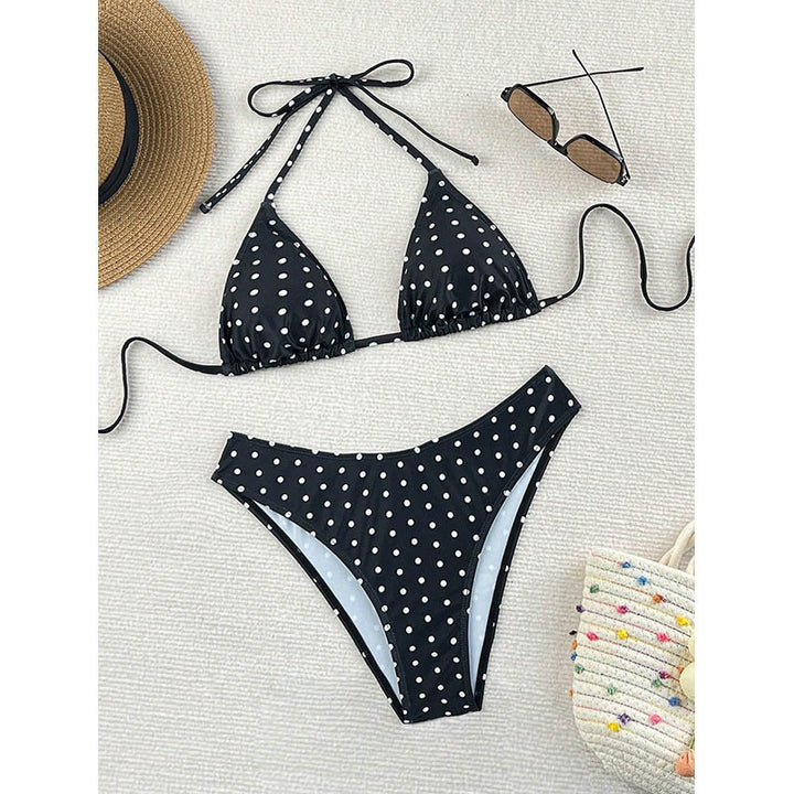 Dame Triangel-Bikini med dyremønster og høj benudskæring Skovae