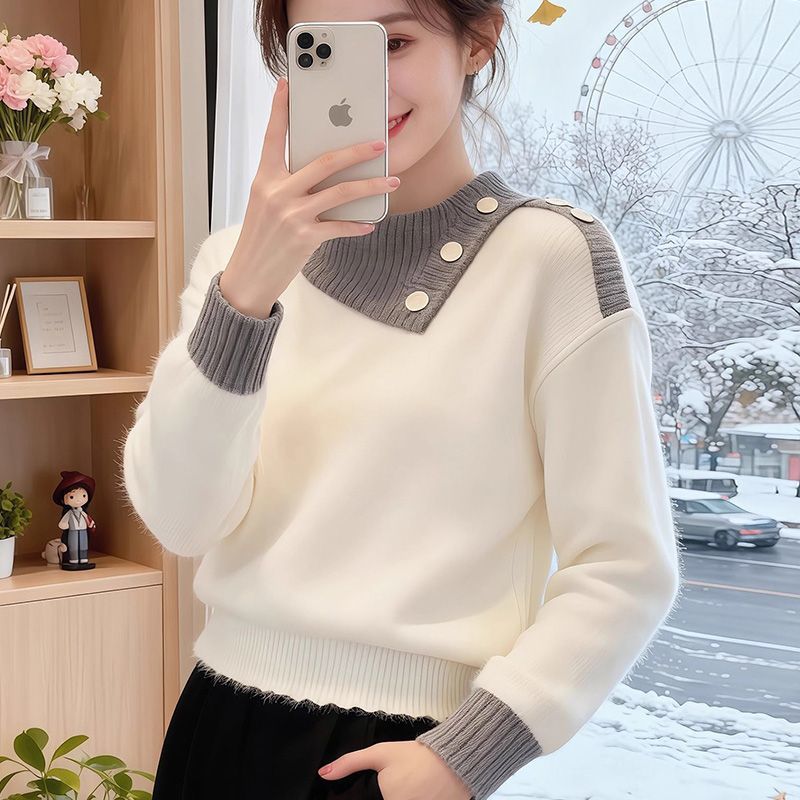 Kvinders mode piqué sweater med knapdetaljer Stilla