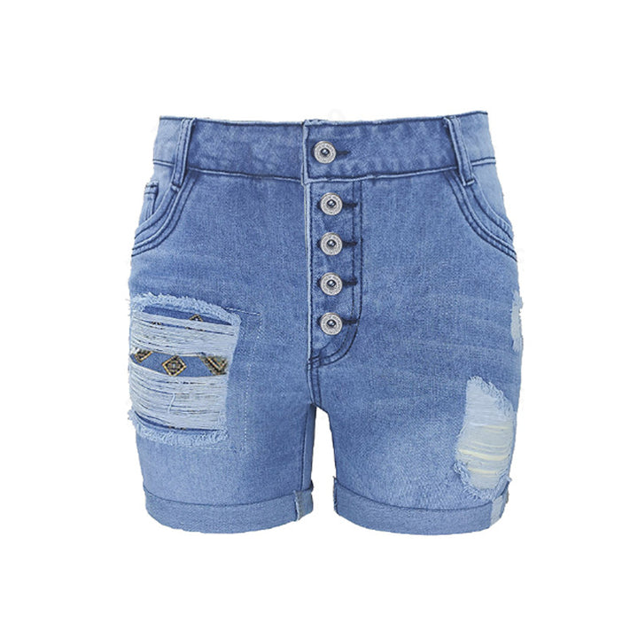 Dame modiske destroyed Jeansshorts Skovae