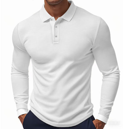 Herre langærmet poloshirt med struktureret design og moderne pasform Stilla