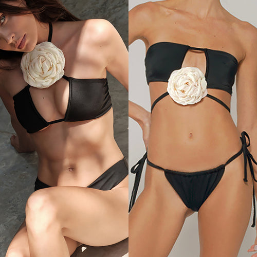 Dame Bikini-sæt med innovativt snit og blomsterdekoration Stilla