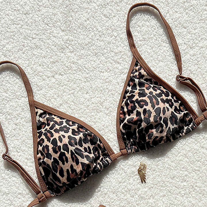 Dame trekants-bikini med eksotisk print og justerbare stropper Skovae