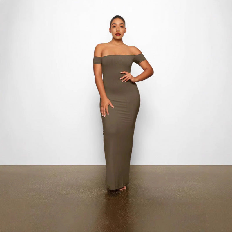 Dame Off-Shoulder Bodycon Maxi Kjole Stilla