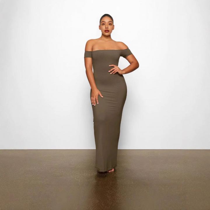 Dame Off-Shoulder Bodycon Maxi Kjole Stilla