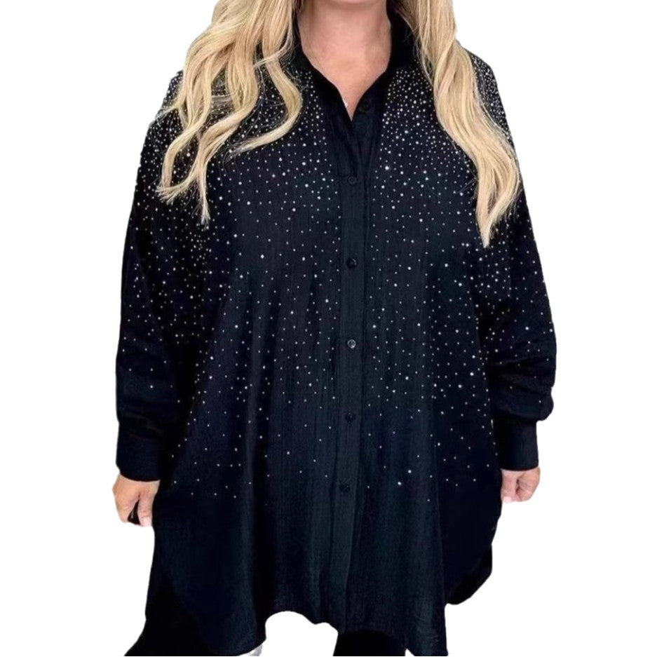 Damebluse med glitrende detaljer og afslappet pasform Stilla