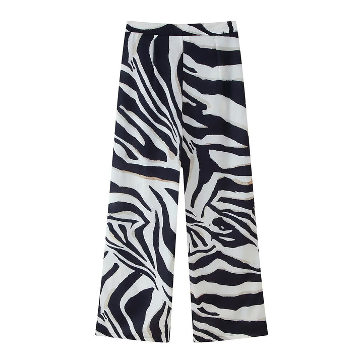 Dame vidde Palazzo-bukser med zebra-mønster Stilla