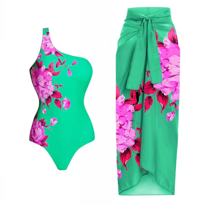 Dame Strand-Bikini-Sæt med asymmetrisk top og elegant Maxiskørt Skovae