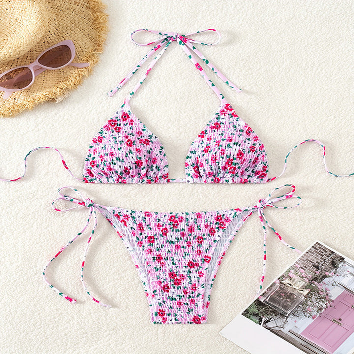 Dame Triangel-Bikini med blomster-rüscher Skovae