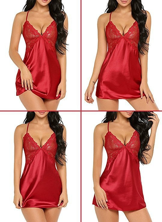 Dame Satin Spids Cami Kjole Stilla