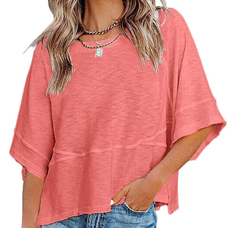 Dame afslappet plus size top med bred pasform og batik-design Stiila