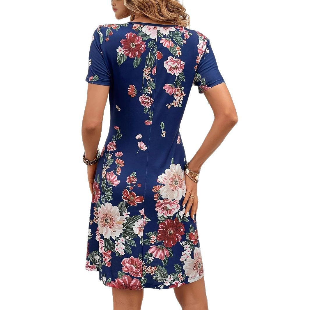Dame Elegant sommerkjole med floralt design og afslappet snit Stilla