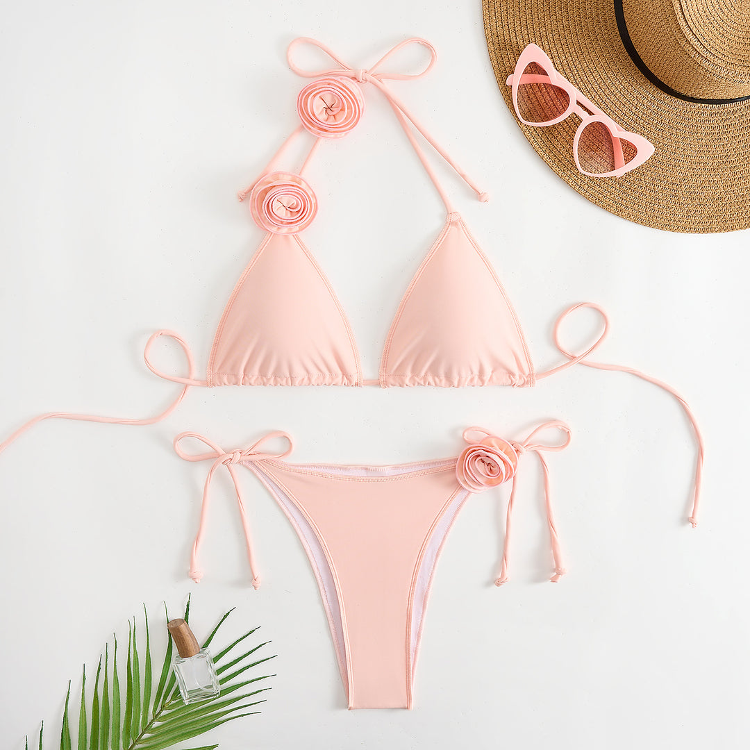 Dame Triangle Bikini Sæt med florale accenter Stilla