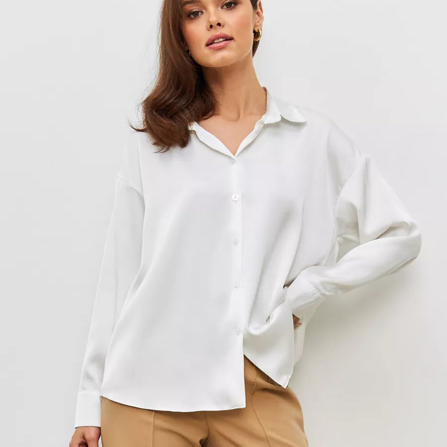 Damer Elegant bluse top lavet af kvalitets satin Stilla
