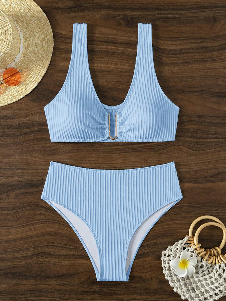 Kvinder Høj talje Bikini sæt med elegant struktur Skovae