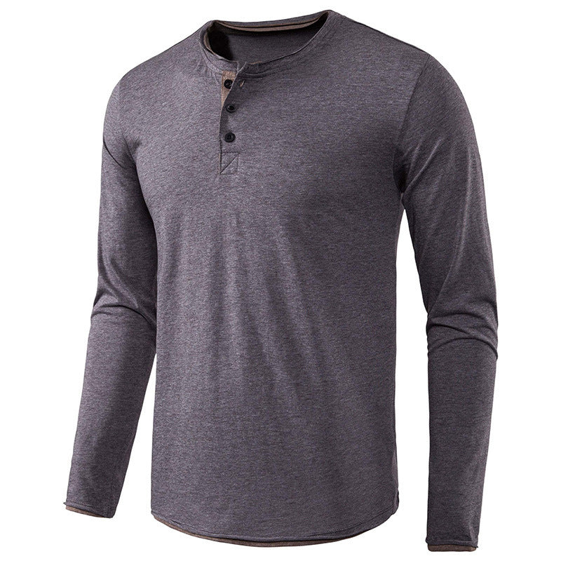 Herre Langærmet Henley T-shirt med praktisk knaplukning og moderne snit Stilla