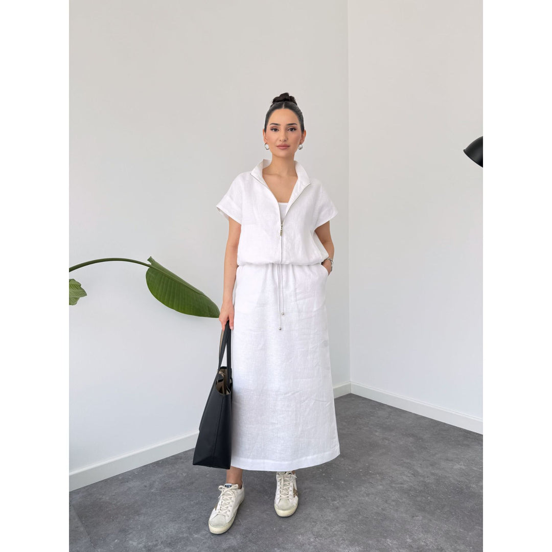 Dame stilfuld Zip-Up Midi-Kjole Stilla