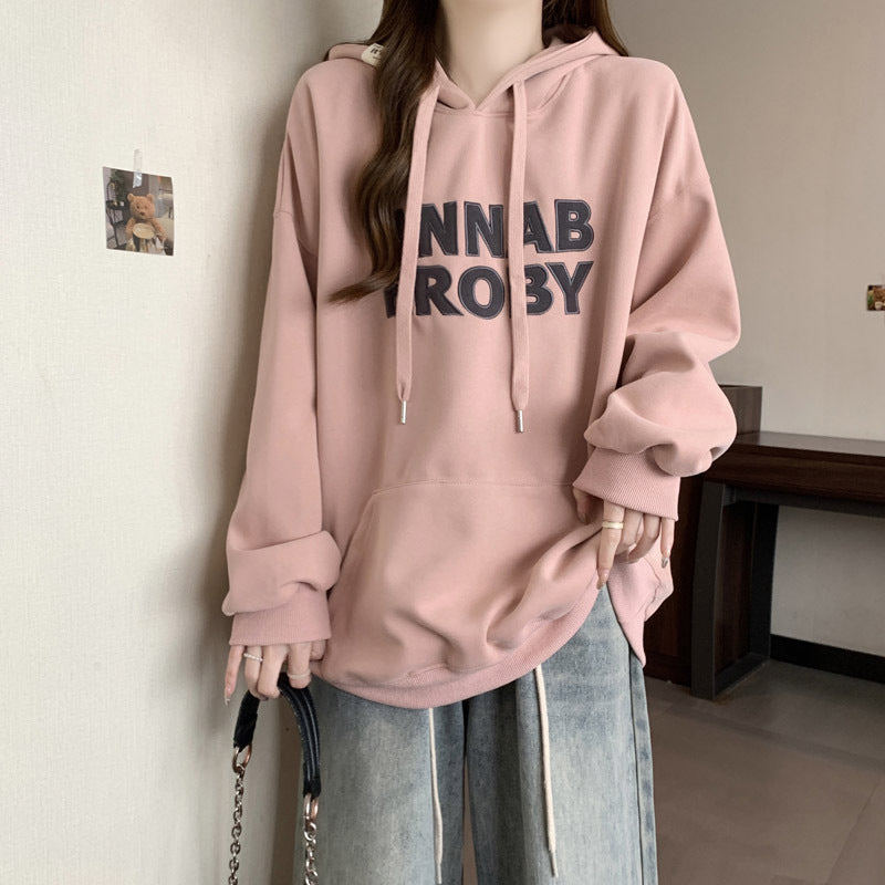 Femme Grafik Afslappet Fit Hoodie med Kænguru-lomme Stilla