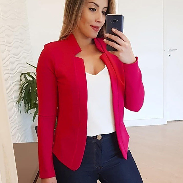 Dame Elegant Slim-Fit Blazer med åben krave og lange ærmer Stilla