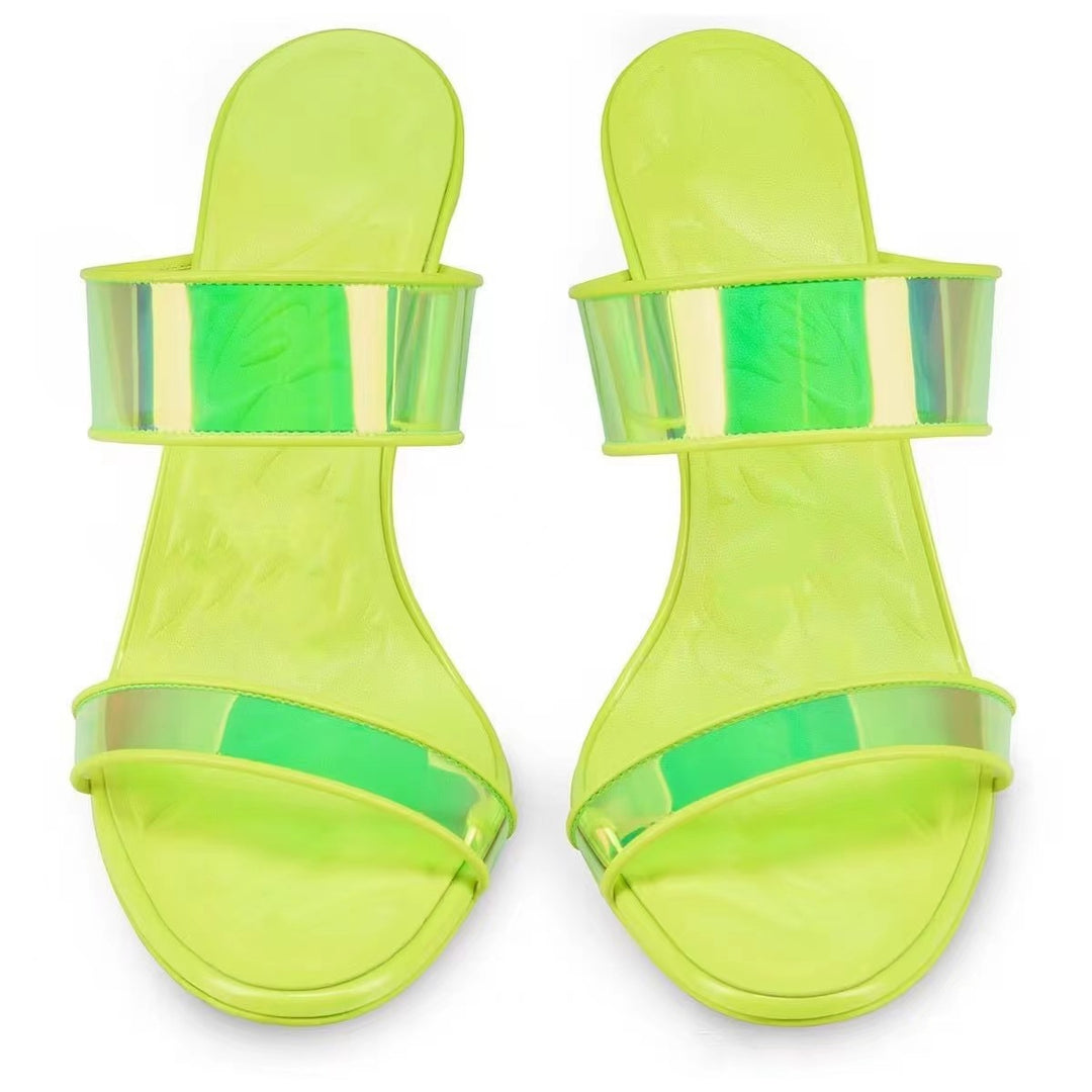 Dame Strappy Højhælede Slide Sandaler med gennemsigtige Remme Stilla