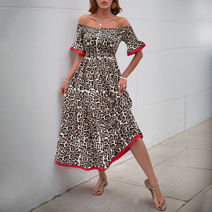 Dame Off-Shoulder Lag Maxi Kjole med detaljeret Flæsekanter Stilla