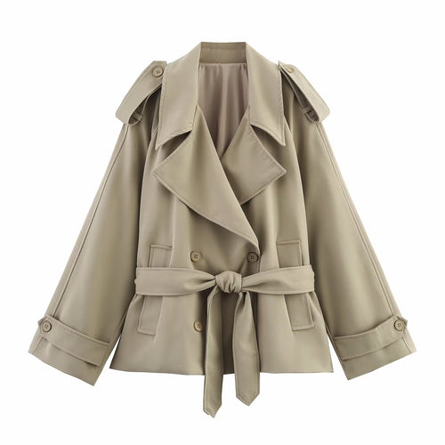 Dame fashion trenchcoat med bred krave og praktiske lommer Stilla