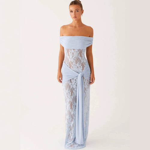 Dame Elegant draperet spidskjole med off-shoulder design Skovae