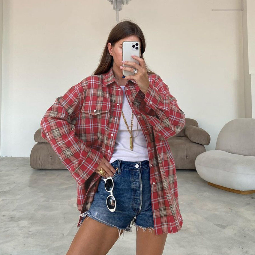 Femme Oversized flannel skjorte Stilla