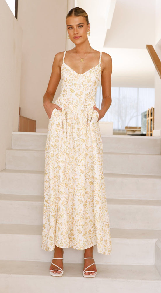 Damer Elegant Maxi Kjole med Fin Blomster Mønster og Delikate Spaghetti Stropper Stilla
