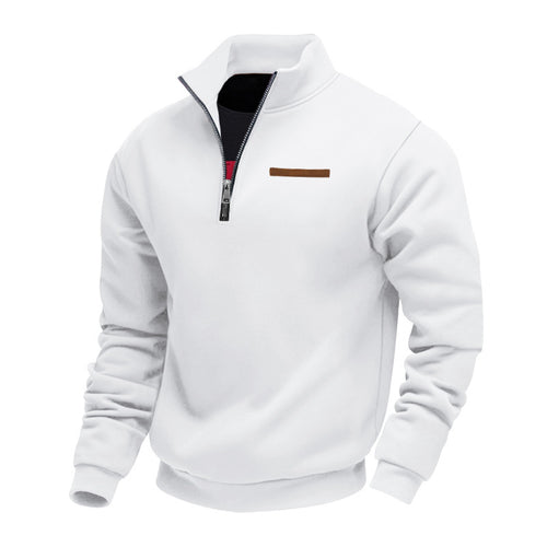 Herre sporty fleece-pullover med høj krave og praktisk lynlåspanel Stilla