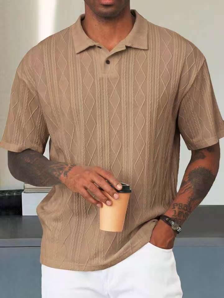 Herrer Fritid Tekstureret Kortærmet Polo T-shirt Stilla