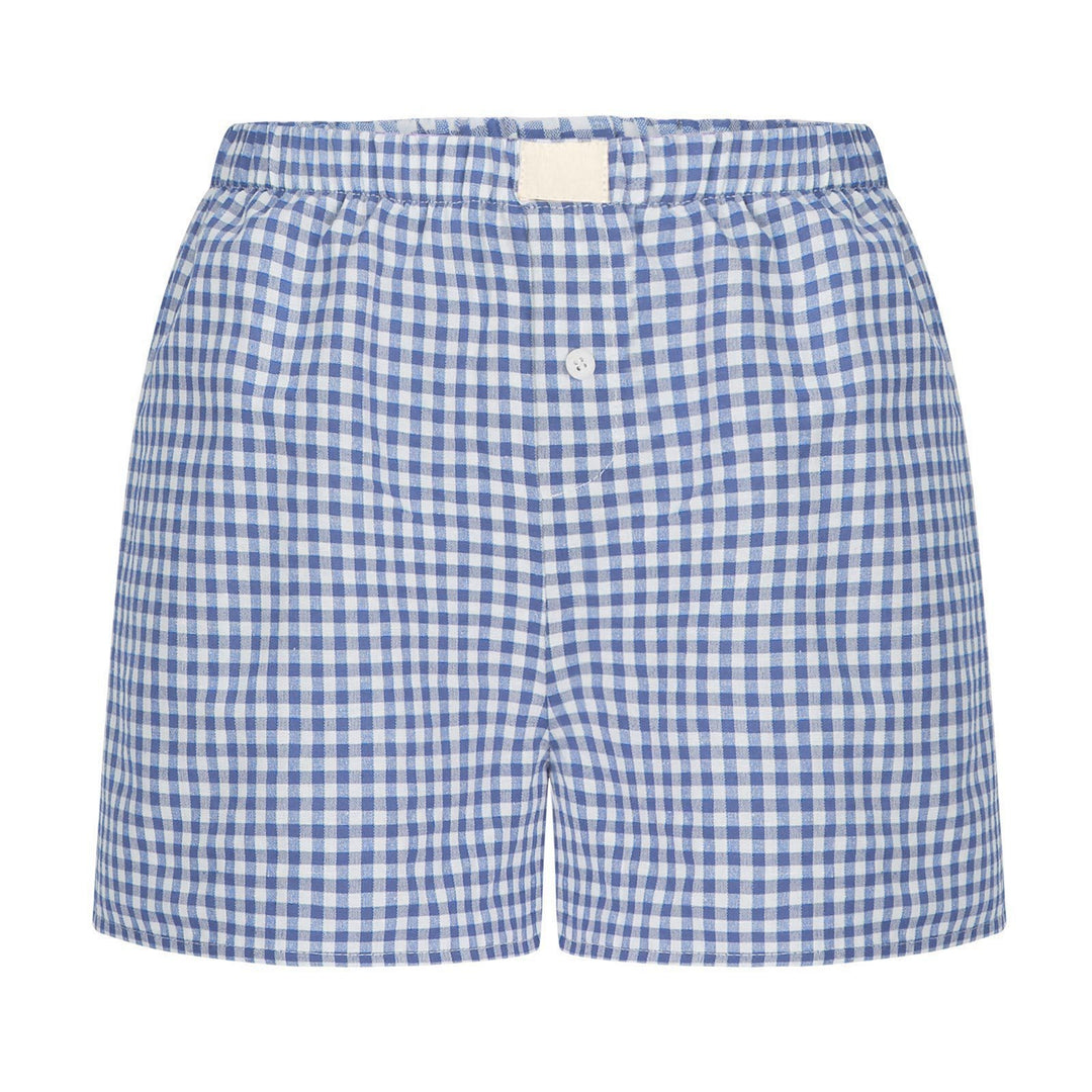 Dame afslappet bomulds kort natbukser med Gingham-mønster Stilla