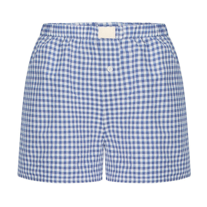 Dame afslappet bomulds kort natbukser med Gingham-mønster Stilla