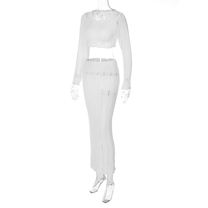 Damer elegant og luftig Crop-Top med matchende Maxiskirt Skovae