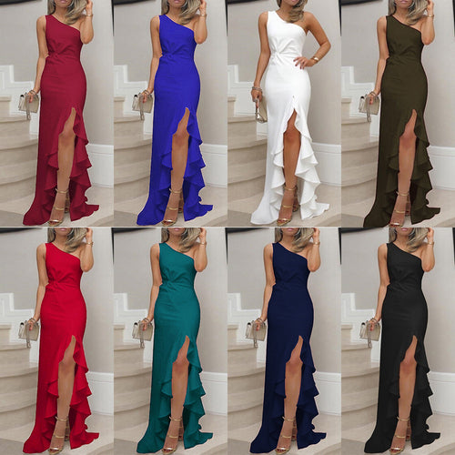 Dame Rynke asymmetrisk Maxi-kjole Stilla