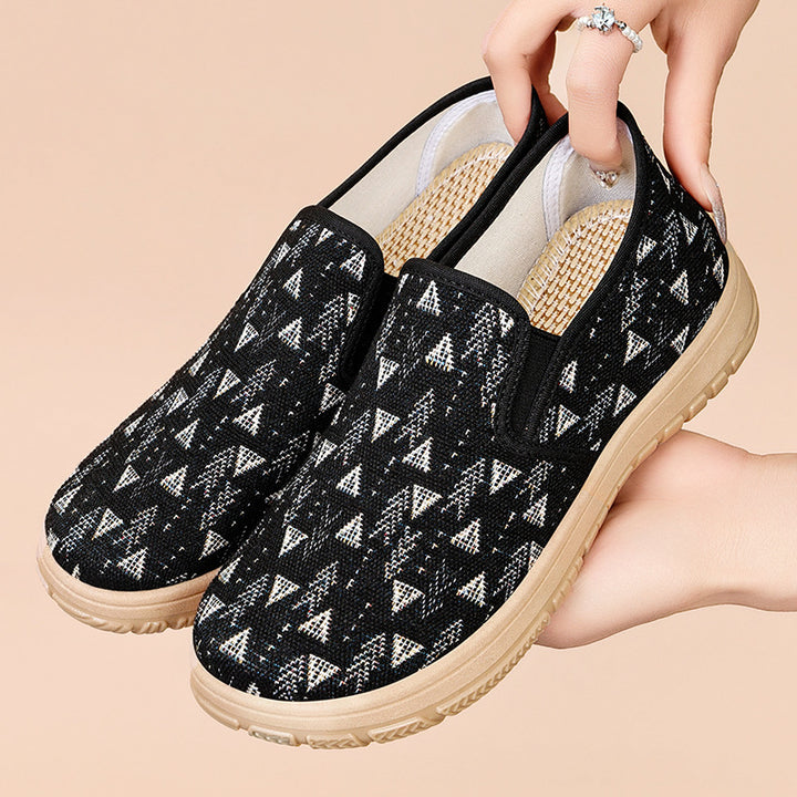 Femme Slip-On Fritidssneakers med geometrisk mønster og komfort-sål Stilla