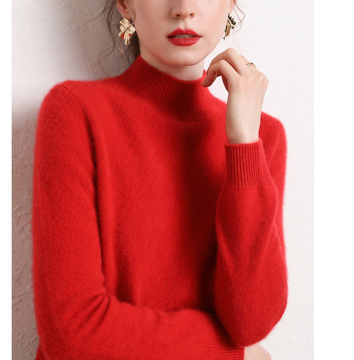 Kvinders cashmere-lignende pullover med høj hals og smalle ærmer Stilla