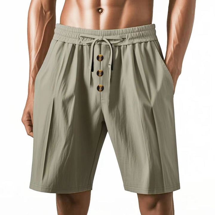 Herrer fritidsshorts med dekorative knapper og elastisk bånd Stilla