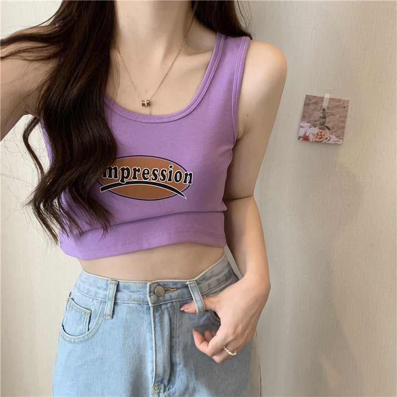 Dame Casual Cropped Graphic Tank Top Stilla