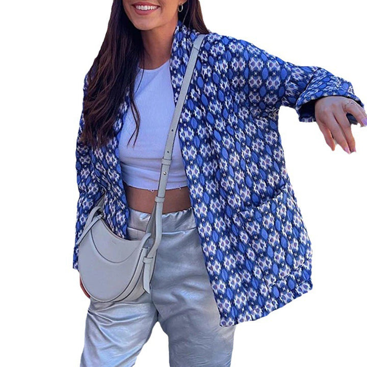 Dame quiltet Kimono-jakke med geometrisk mønster Stilla